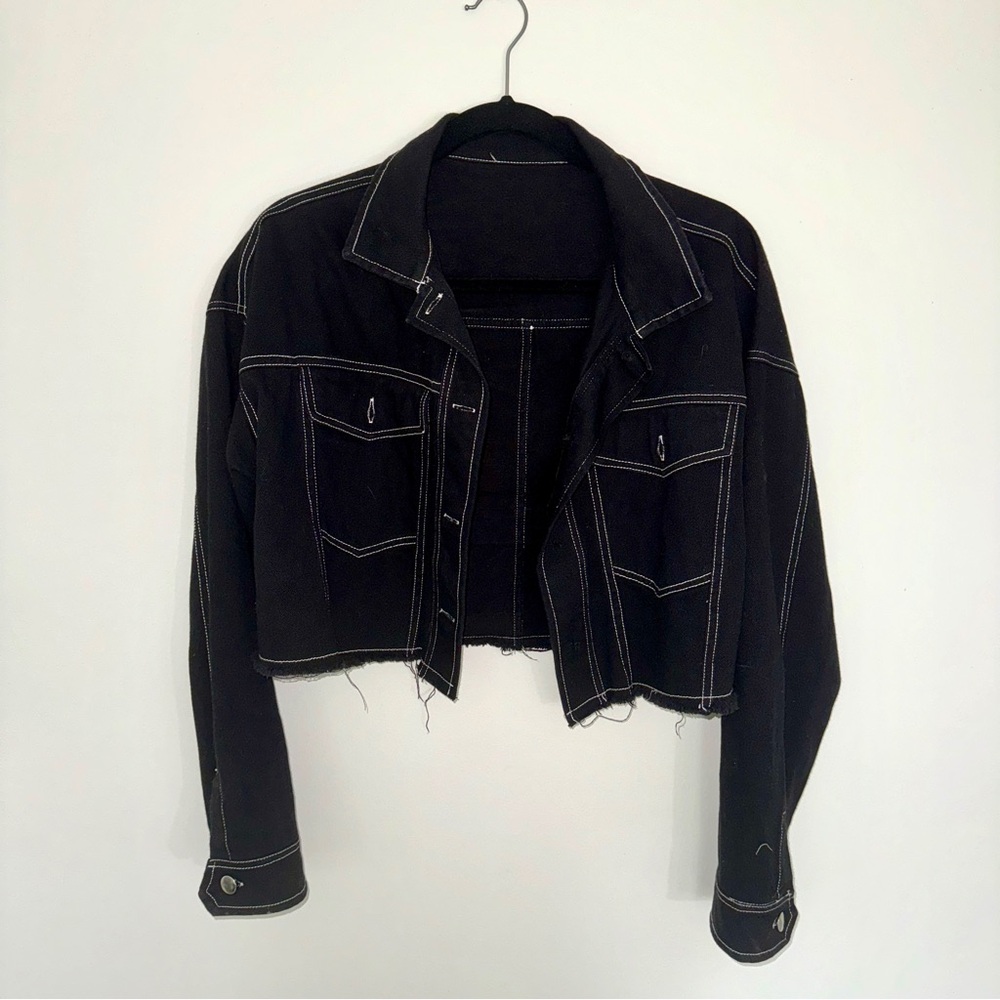 Black denim crop jacket